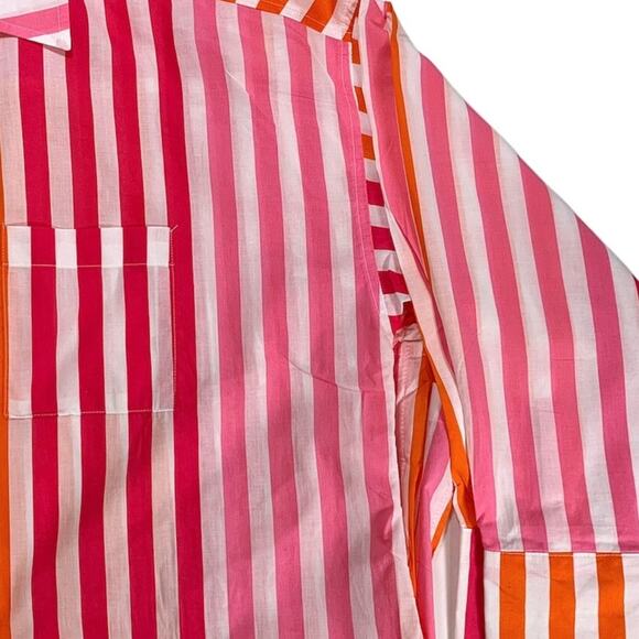 Beach Riot Alexa Striped Button-Up Shirt Sunset Stripe Orange Pink Size S/M NWT - Picture 4 of 7